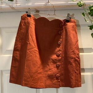 Altar'd State Terracotta Button-Down Mini Skirt